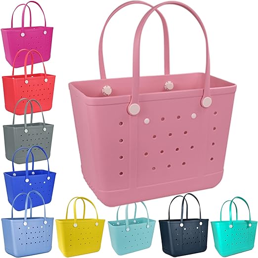 Custom Large Rubber Beach Bag EVA Tote Bag - Waterproof Travel Bag with Holes Washable Tote Handbag