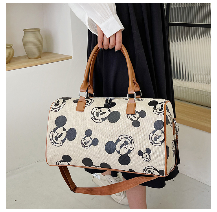 Fashion Designer Pu Leather Head Logo Printing Shoulder Bags Workout Overnight Duffle Bag