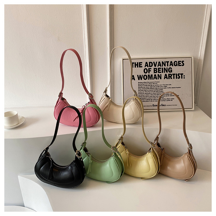 New Style Casual PU Leather Handbag Pure Color Women Saddle Bag Fashion Shoulder Bags for Ladies