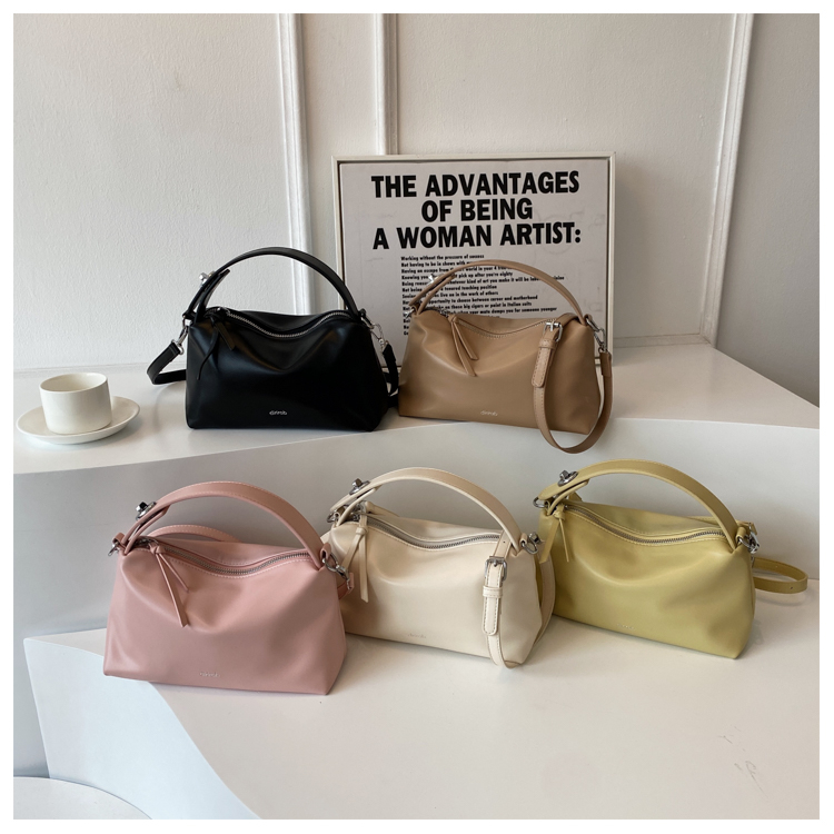 New Fashion Pure Color Handbags Pu Leather Bags Zipper Closures Design Purses For Ladies