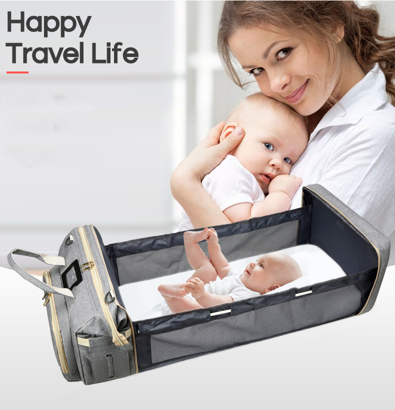 Cheap Large Capacity Travel Mummy Bag Portable Foldable Baby Diaper Bagmultifunctional With Bed