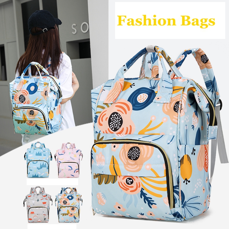 Multi-functional Nylon Waterproof Mommy Bag Large Capacity Milk Bottle Insulation Bin Diaper Bag