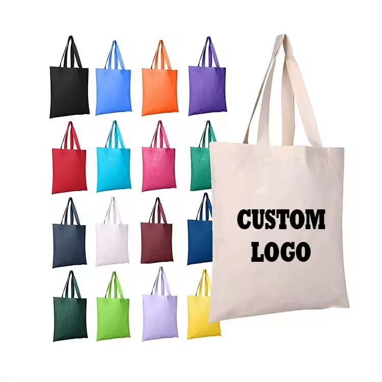 Custom Logo Printed Eco Friendly Reusable Designer Cloth Canvas Cotton Shopping Tote Bag