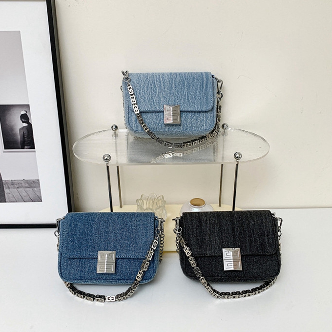 Luxury Square Denim Handbags Messenger Bags Women Trendy Crossbody Women's Bags Designer Inclined Shoulder Bag