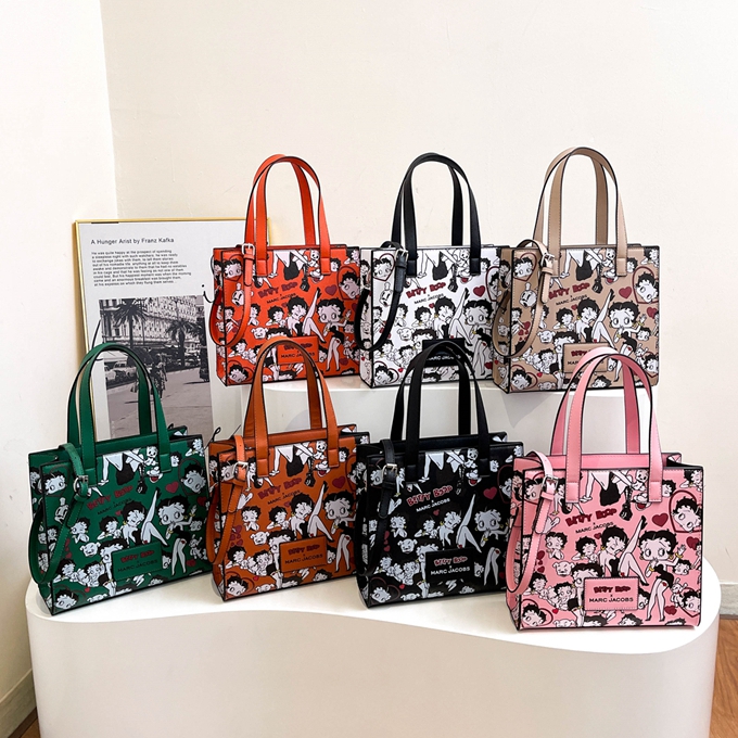 Luxury Women Cartoon Printed Handle Handbag Pu Leather Shoulder Crossbody Square Bags Outlet