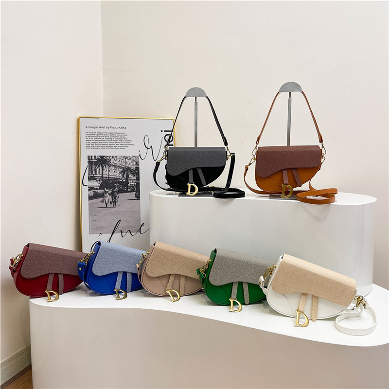 Luxury Designer Brand Color Blocked Chic Mini Side Saddle Bag Crossbody Shoulder Handbags Wholesale