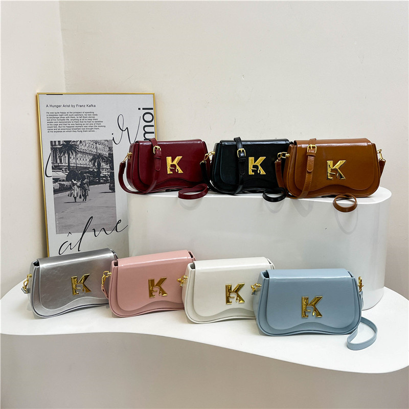 Women Pu Leather Metal K Logo Shoulder Bag Fashion Ladies Small Crossbody Bags Casual Female Handbags