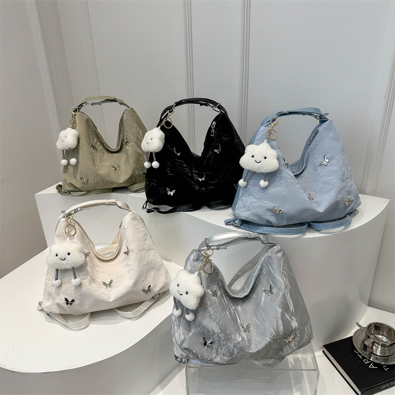 Fashion PU Velvet Bag with Elegant Butterfly Decoration Shoulder Crossbody Handbag