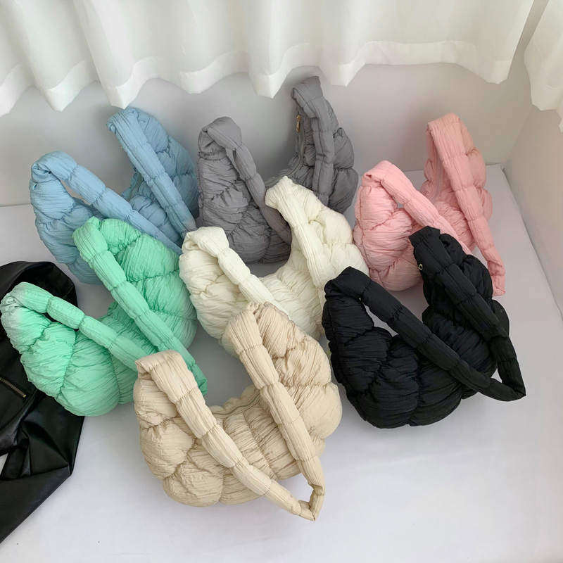 Fashion Puffer Cloud Ruffles Crossbody Bags Shopping Quilted Pleat Croissant Bags Large Capacity Bubbles